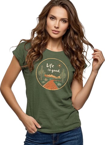 MAKAYA Shirt 'Life is good' in Green: front