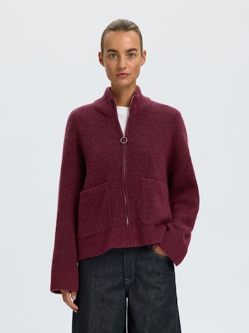 SELECTED Knit Cardigan 'SLFSIA' in Red: front
