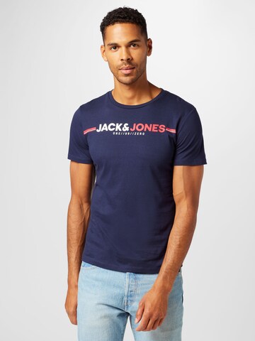 zils JACK & JONES T-Krekls 'FREDERIK': no priekšpuses