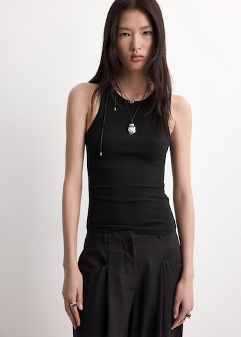 MANGO Wide leg Pleat-Front Pants 'ABEL' in Black