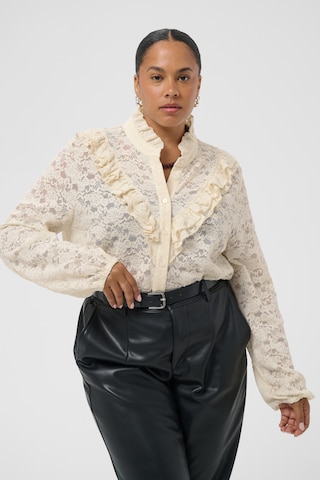 KAFFE CURVE - Blusa 'Siggi' em branco: frente