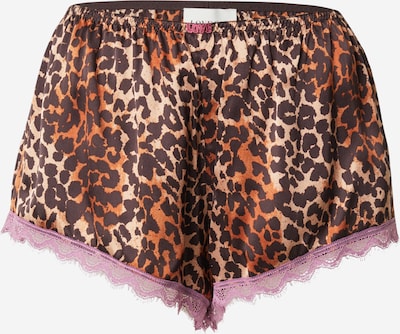 LOVE Stories Pyjamahousut 'Brooke' värissä vaaleabeige / ruskea / mandariini / eosiini, Tuotenäkymä