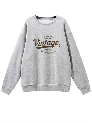 GORHEY Sweatshirt 'Women's Fleece Pullover, Sweatshirt with American Retro Print, Long Sleeve, Loose Fit' in Grijs