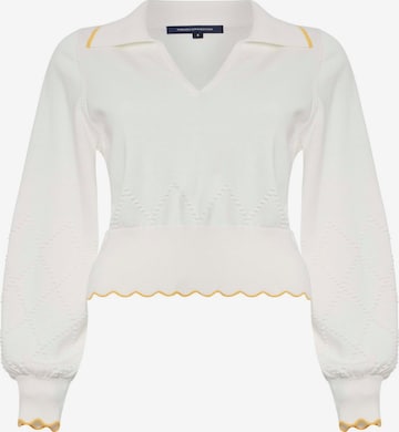 FRENCH CONNECTION Пуловер 'Joy Mozart' в бяло: отпред