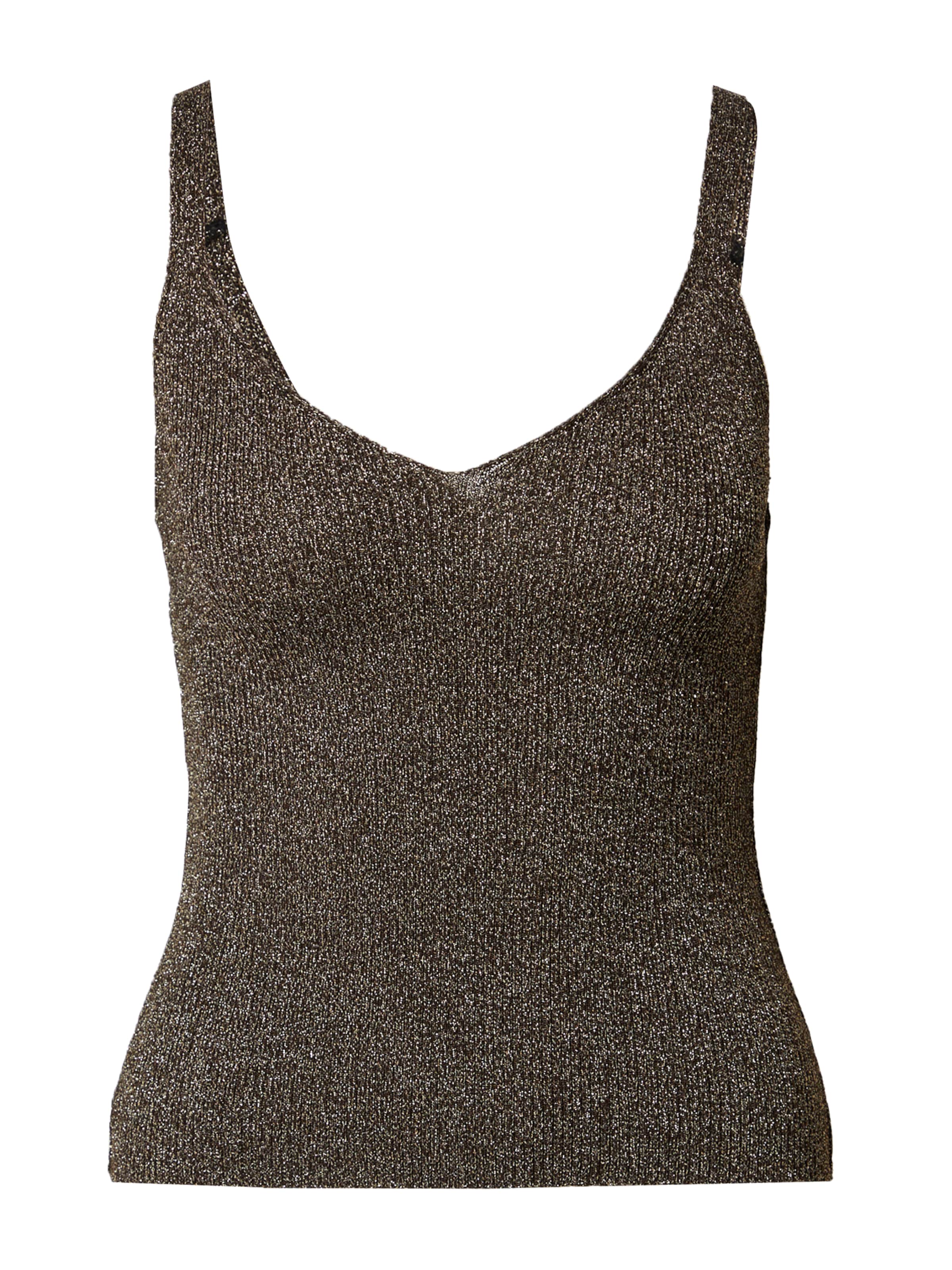 A LOT LESS Πλεκτό τοπ 'Justine' σε καφέ: μπροστά