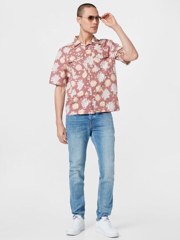 DIESEL Comfort fit Button Up Shirt 'S-MAC-FLO' in Pink