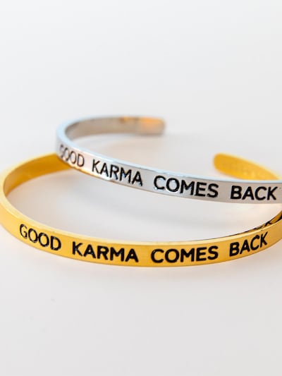Divasya Armband 'Good Karma comes back'‌‌‌‌ in silber, Produktansicht
