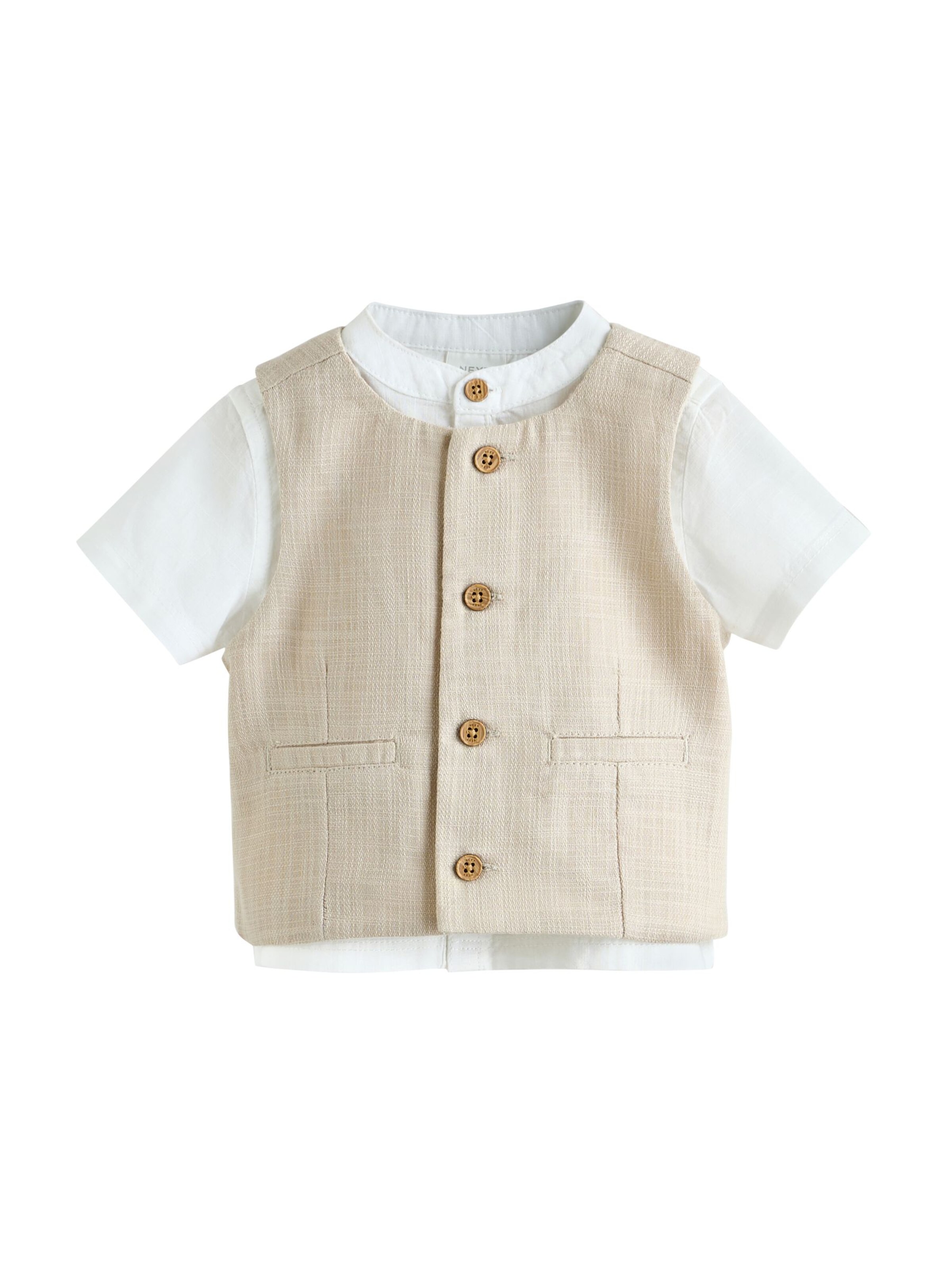 Next Set: Hemd, Weste und Shorts in Beige