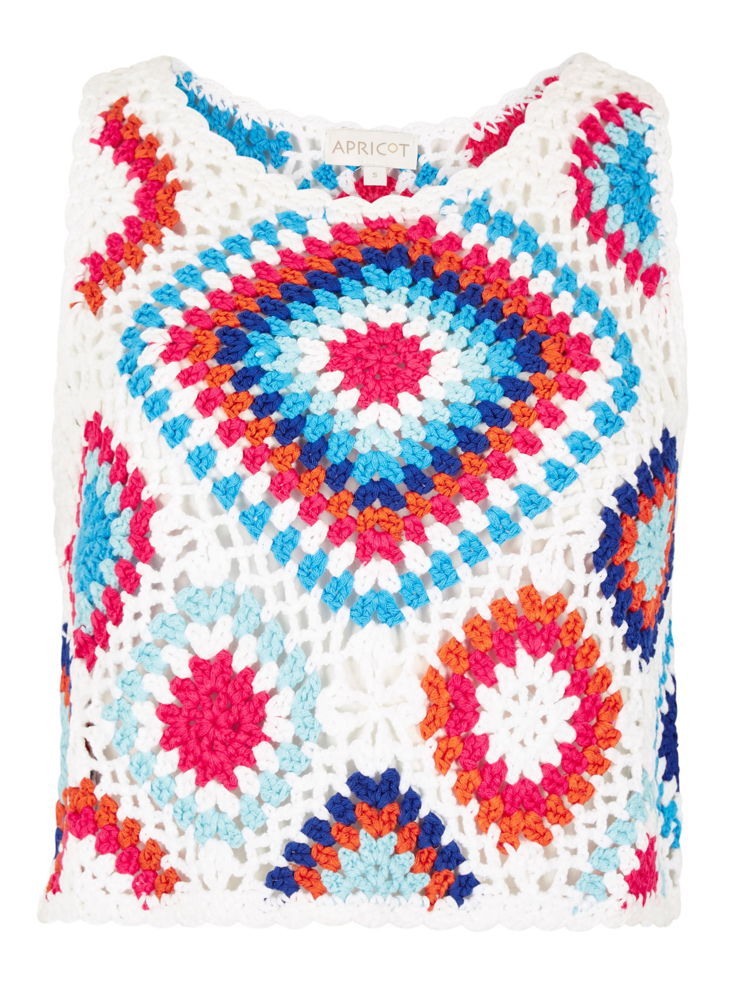 Apricot Diamond Crochet Crop Vest Top ' ' in blau, Produktansicht