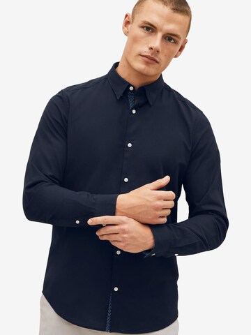 Next Slim fit Button Up Shirt in Blue: front