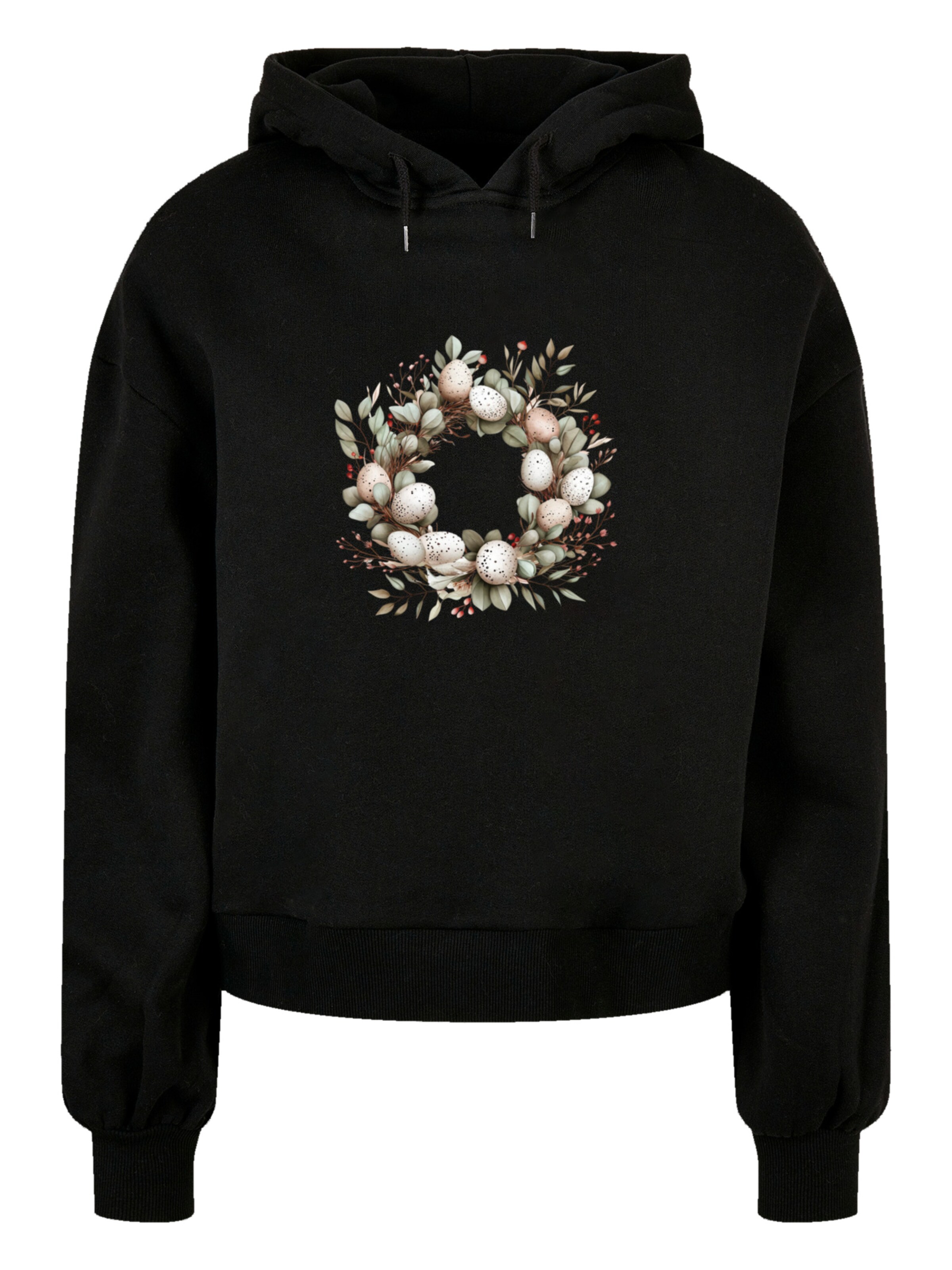 F4NT4STIC Sweatshirt 'Osterkranz Eierkranz Blumenring' in Zwart: voorkant