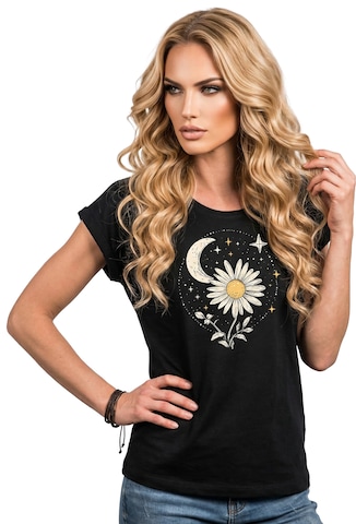 MAKAYA Shirt 'Daisy Stars' in Black: front