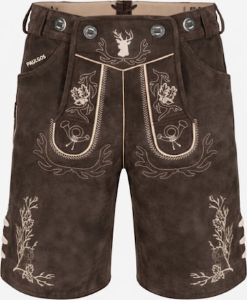 Paulgos Regular Trachtenhose 'PAULGOS Herren Trachten Lederhose Kurz - HK3 - Echtes Leder - in 3 Farben erhältlich - Größe 44 - 60' in Braun: Vorderseite