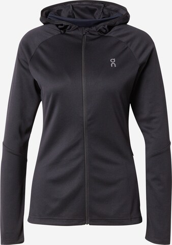 On Athletic Zip-Up Hoodie 'Climate' in Black: front