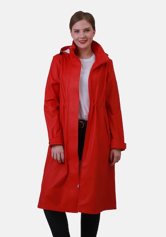Dingy Rhythm Of The Rain Between-Seasons Coat in Red: front