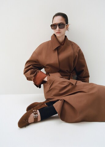 MANGO Ballet Flats with Strap 'Gift' in Brown