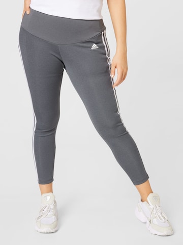 ADIDAS SPORTSWEAR - Skinny Pantalón deportivo 'Designed To Move High-Rise 3-Stripes ' en gris: frente