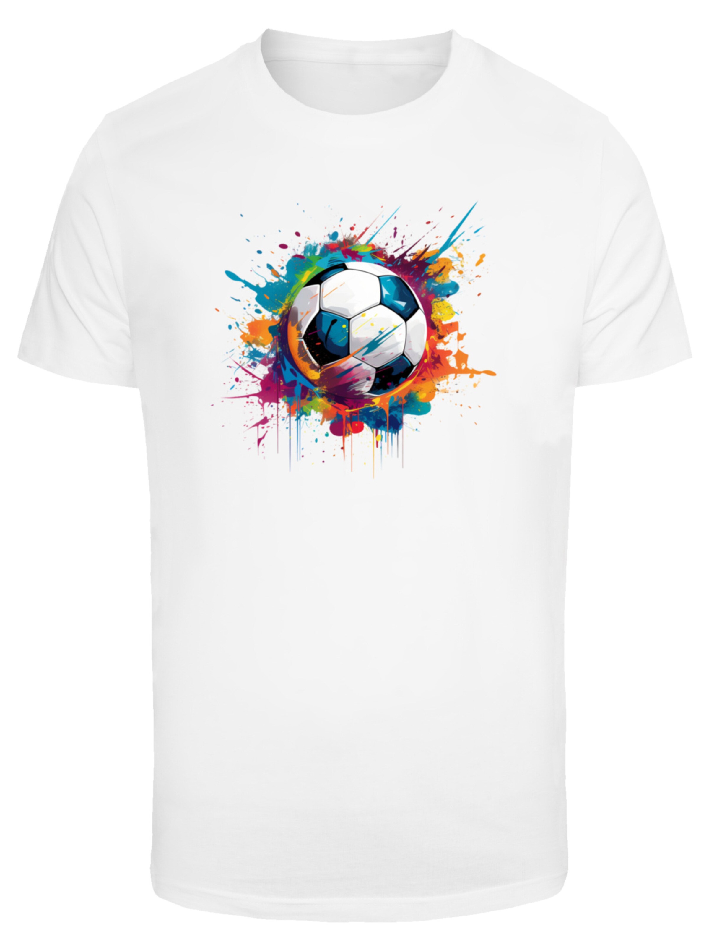 T-Shirt 'Bunte Fußball Grafik' F4NT4STIC en blanc : devant