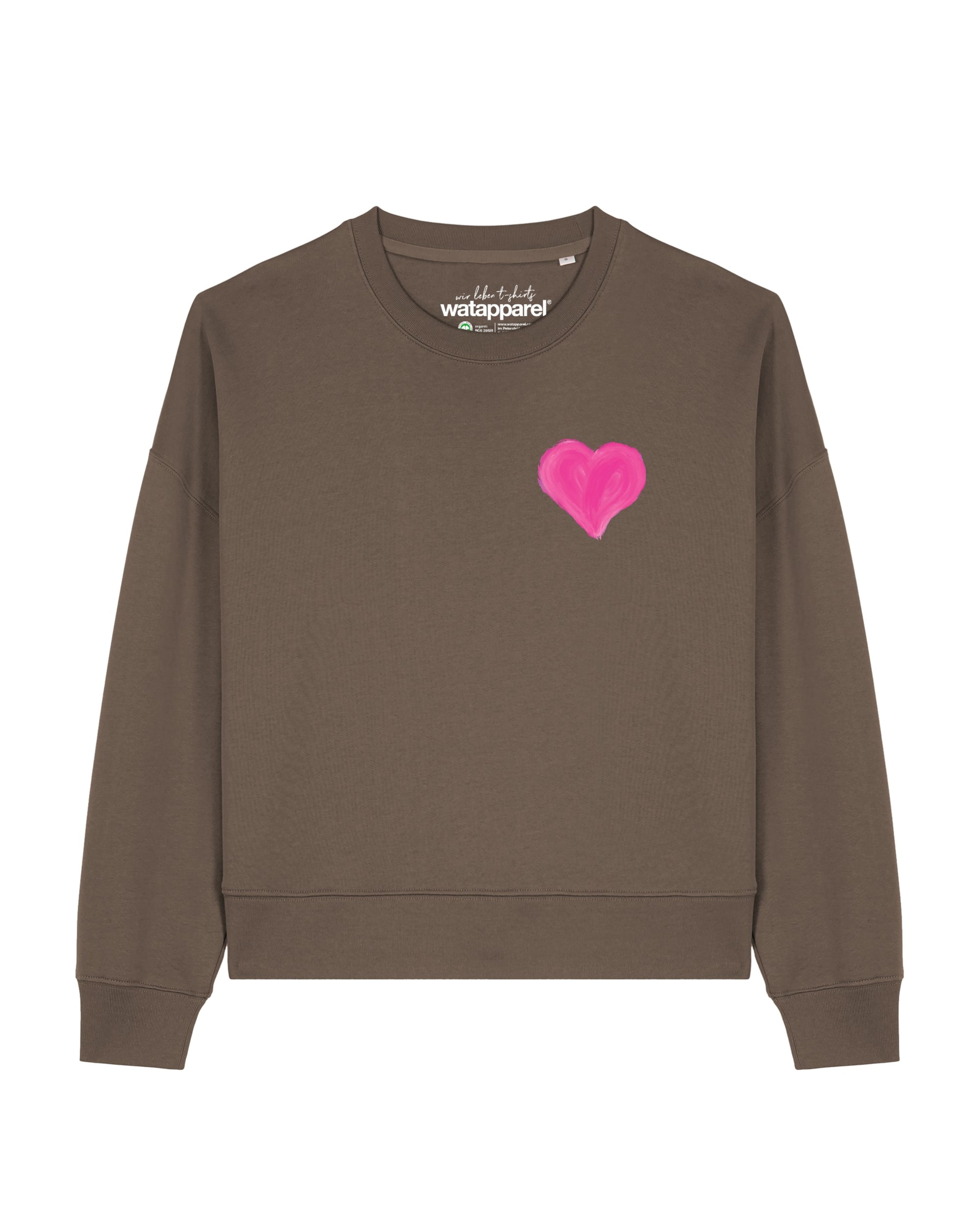 Watapparel Sweatshirt 'Pink Heart ' in Braun: Vorderseite