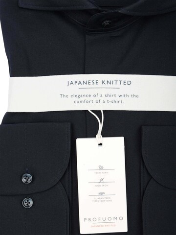 Profuomo Slim fit Overhemd 'Japanese Knitted' in Blauw