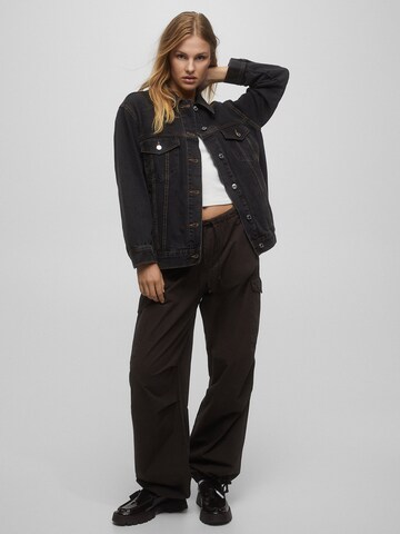 Pull&Bear Wide leg Cargobroek in Bruin: voorkant