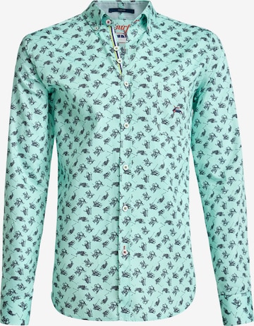 The Surfcar Button Up Shirt in Green: front