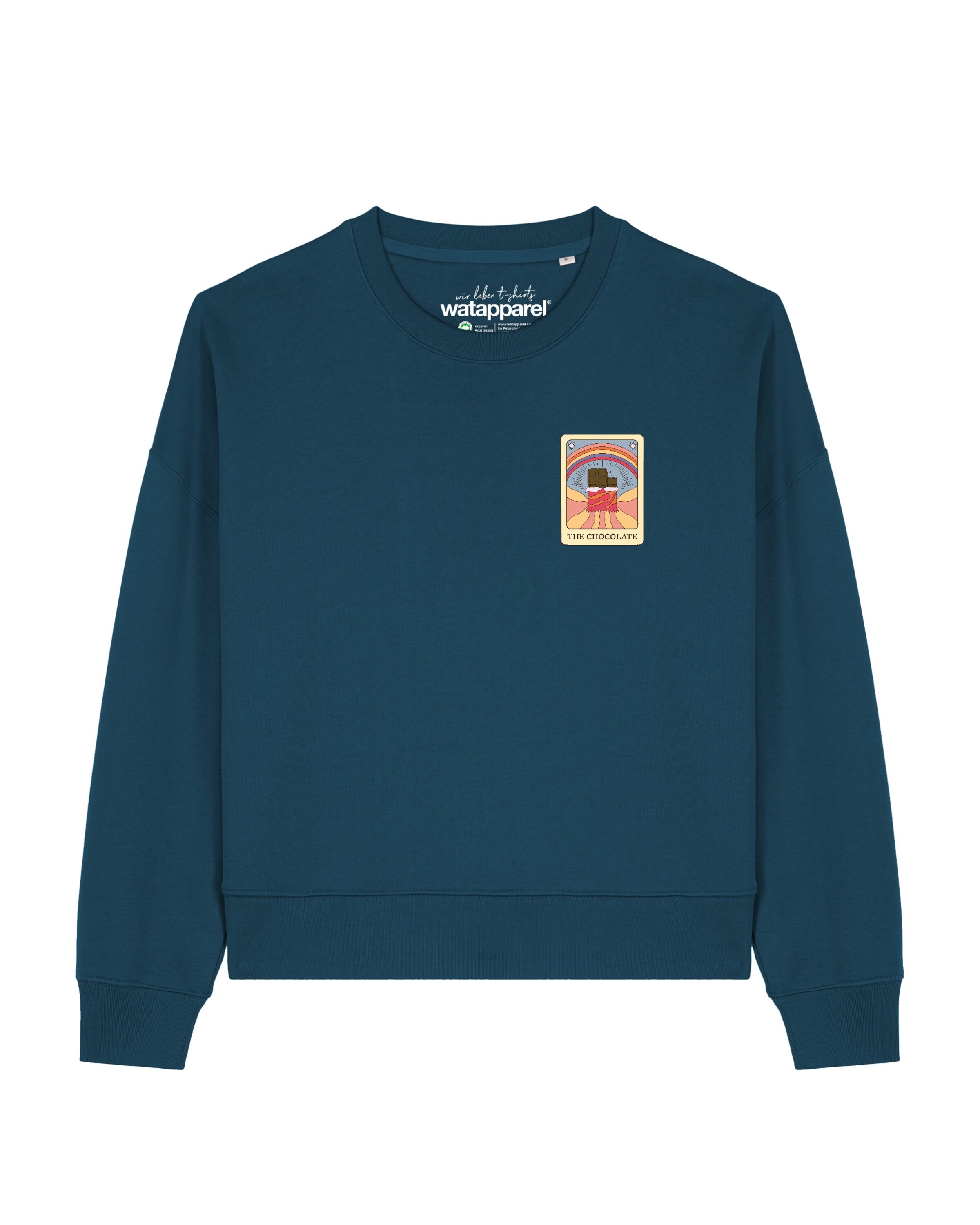 Watapparel Sweatshirt 'Tarot The Chocolate ' in Blauw: voorkant