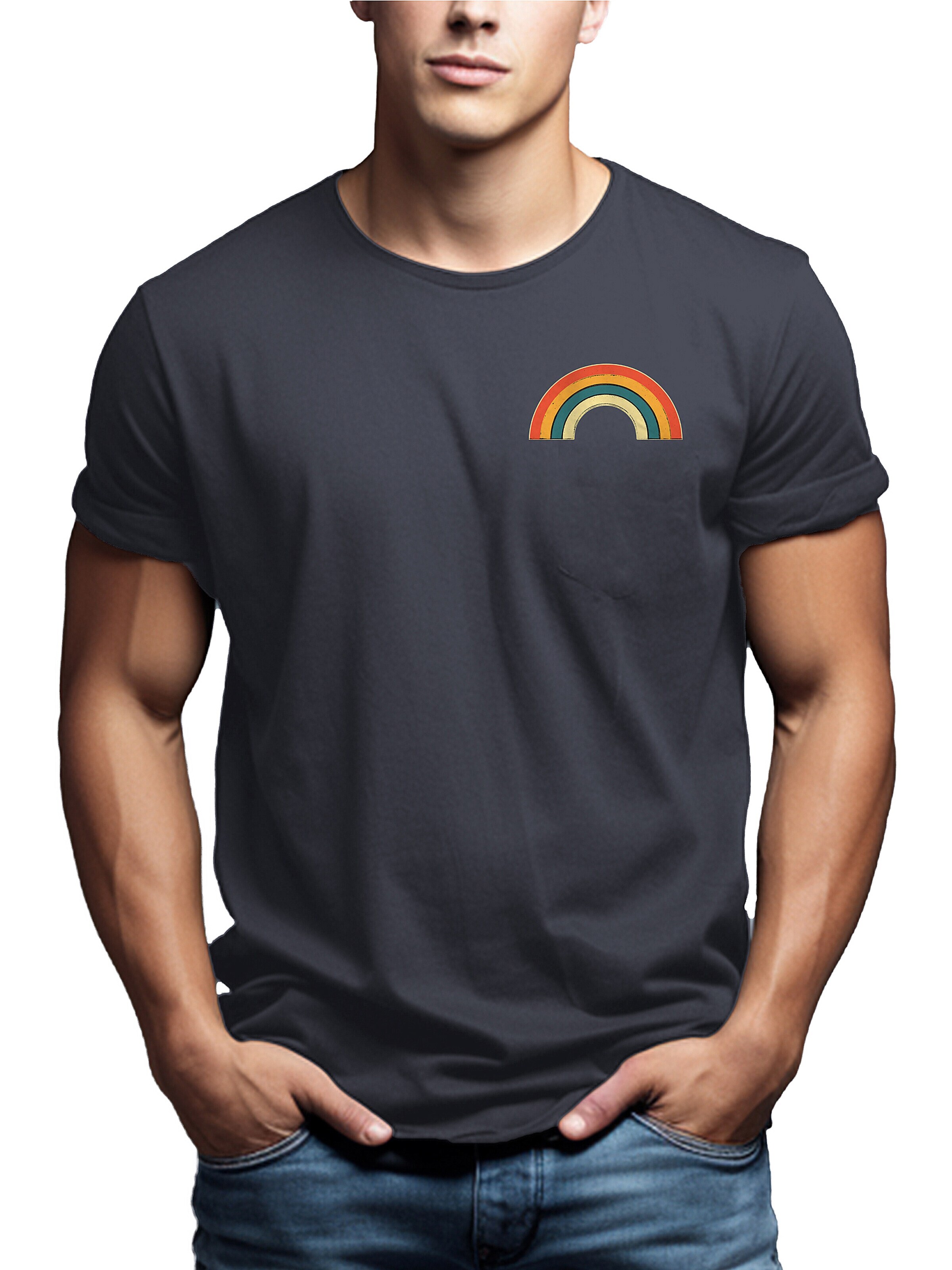 MAKAYA Shirt 'Rainbow' in Grey: front