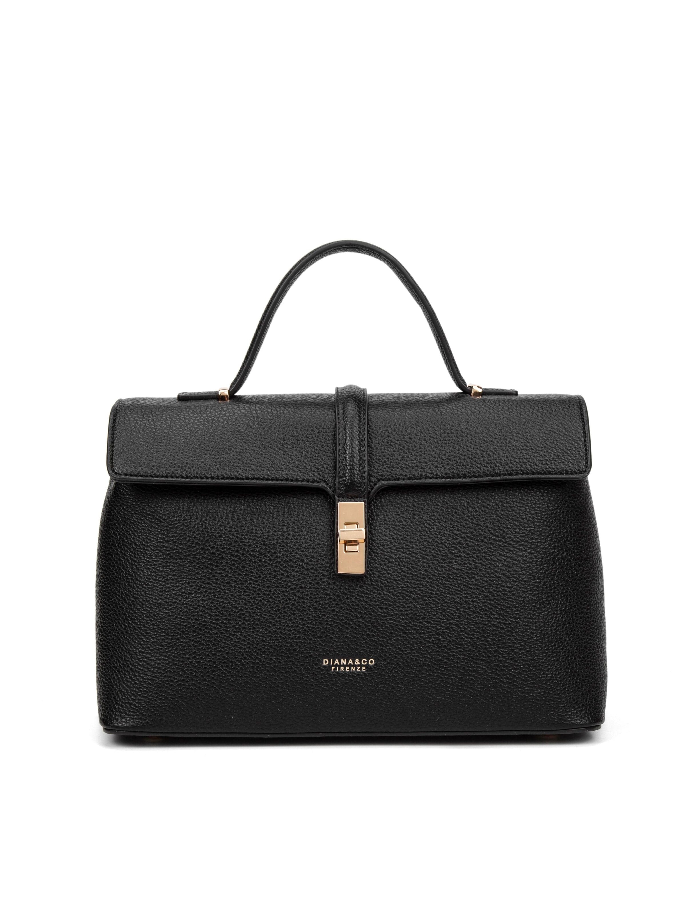 Borsa a mano 'Borsa a Mano Donna Pelle Vegana PU con Girello e Tracolla Rimovibile' di Diana&Co. in nero: frontale