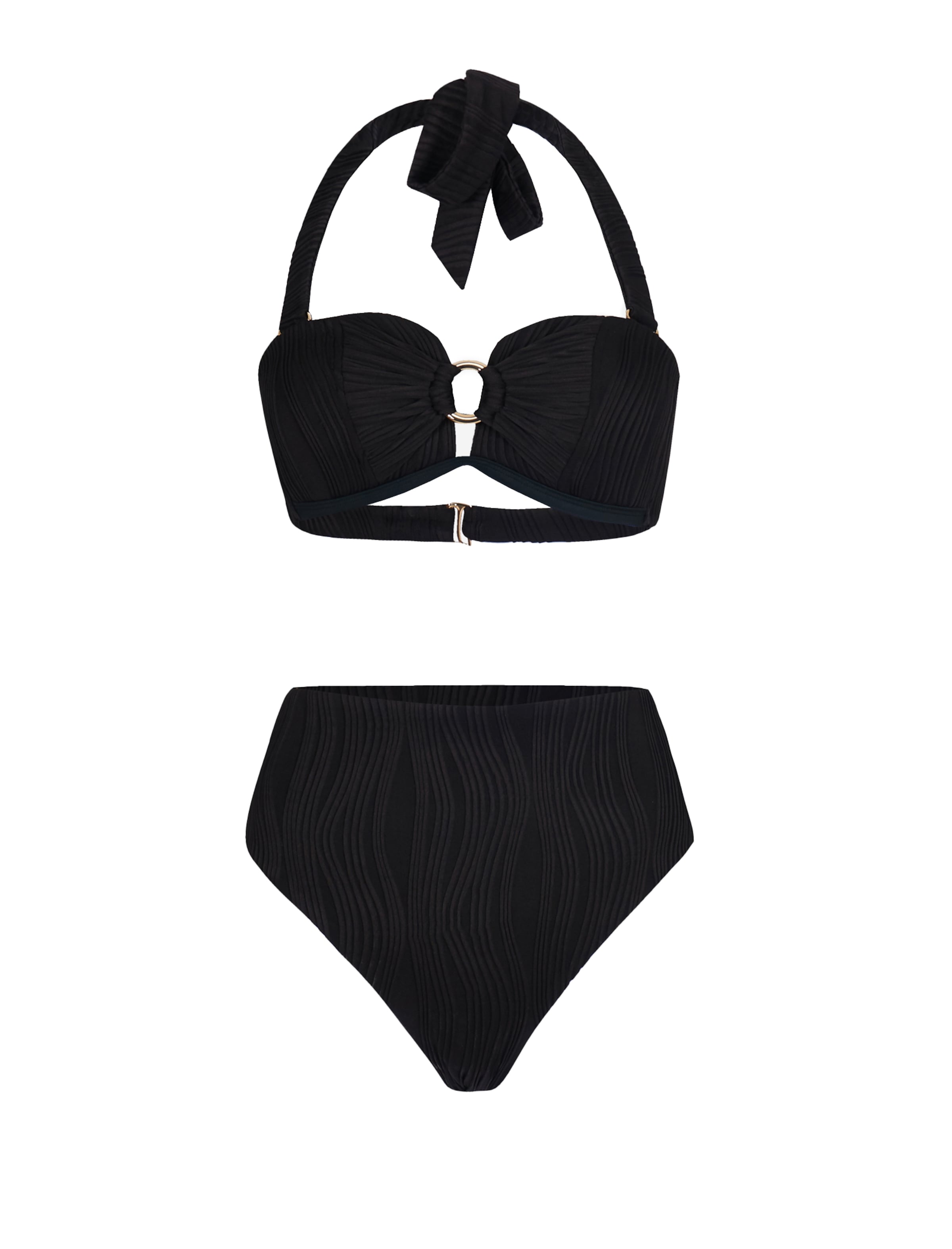 South Beach Bandeau Bikini in Schwarz: Vorderseite