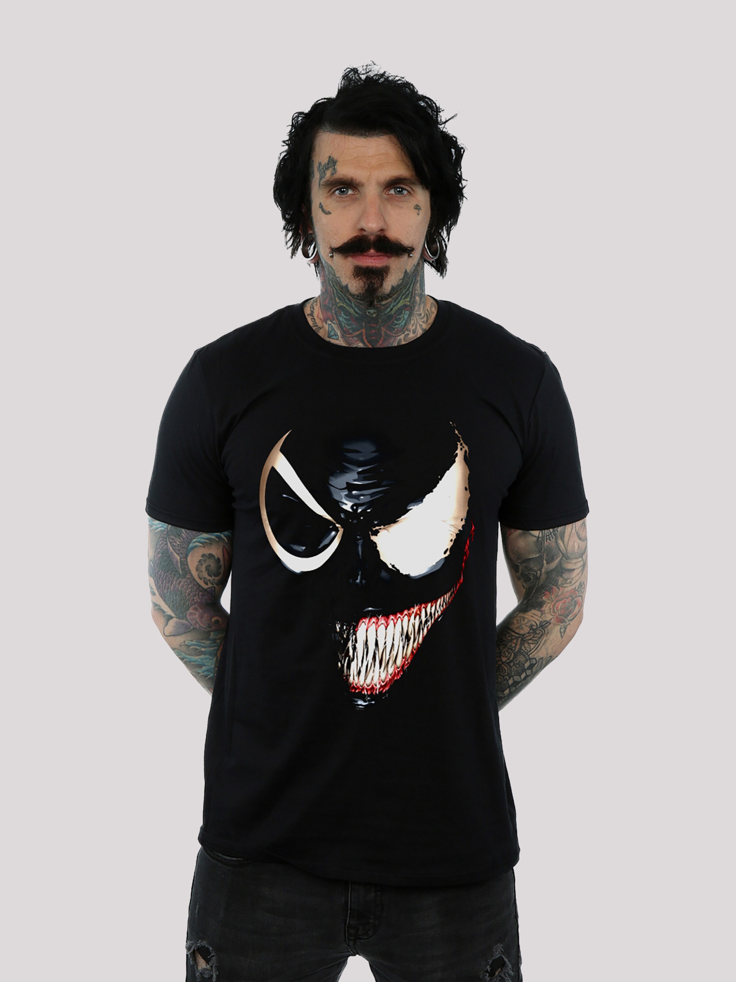 Männer Große Größen F4NT4STIC T-Shirt 'Marvel Universe Venom Split Face' in Schwarz - TJ84861