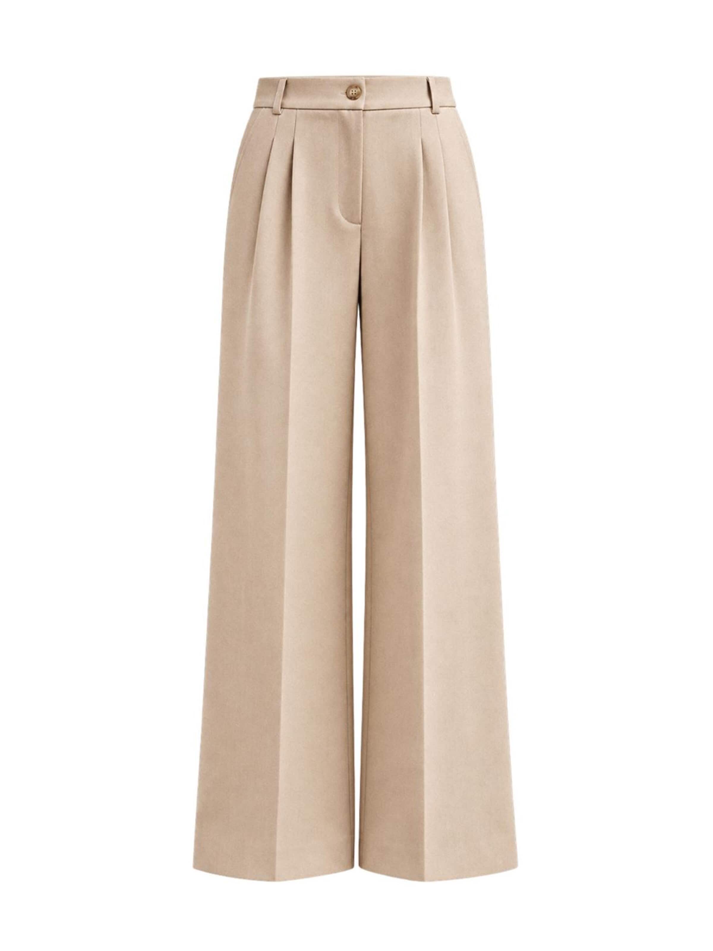 Wide Leg Pantalon Il Lanificio en beige : devant