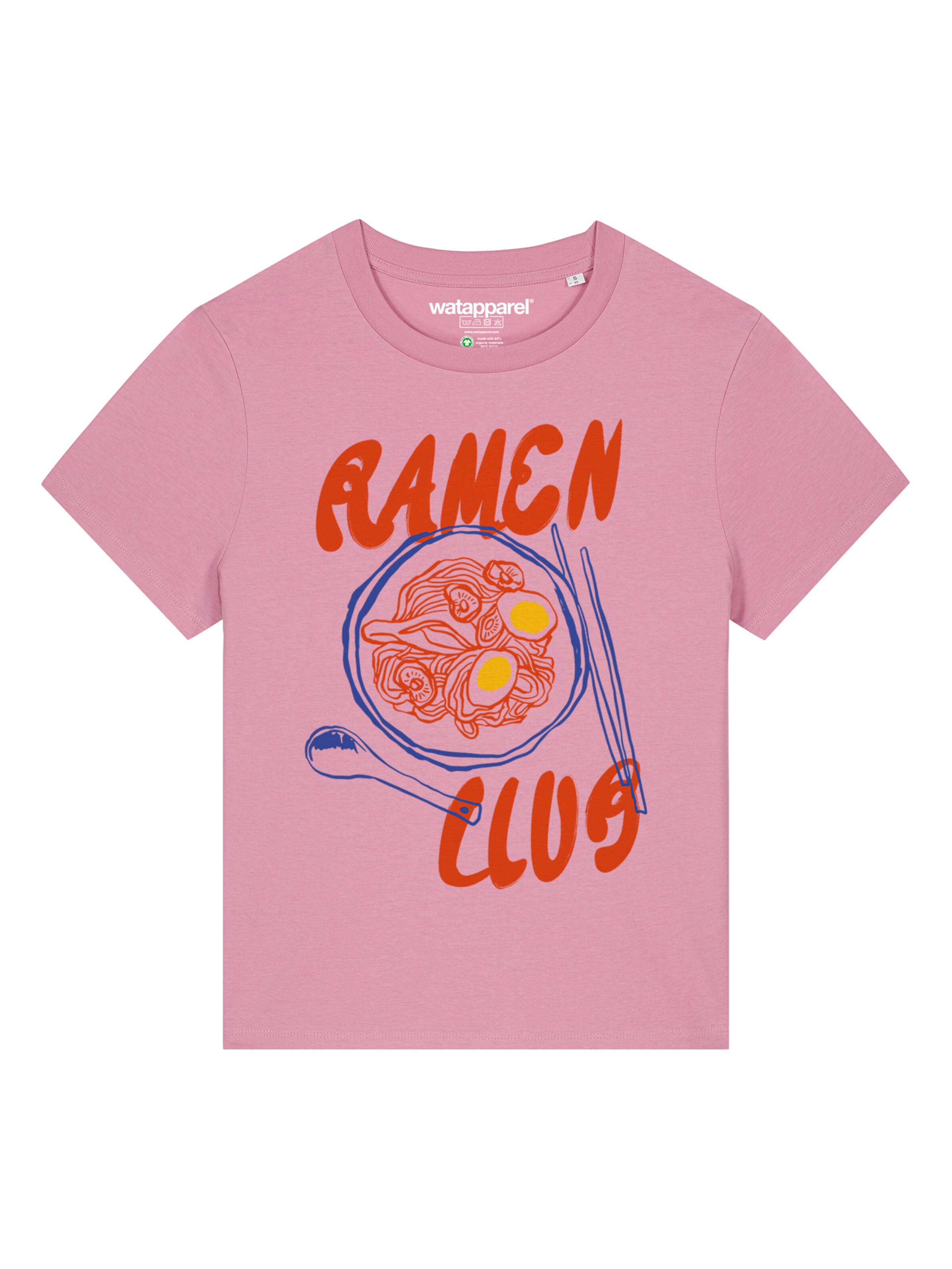 Watapparel Shirt 'Ramen Club' in Roze: voorkant