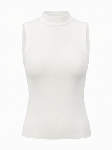 ARACH&CLOZ Knitted Top 'Tanktop Damen Wolle Blend Ärmellos Pullover Freizeit Business Oberteile' in White: front