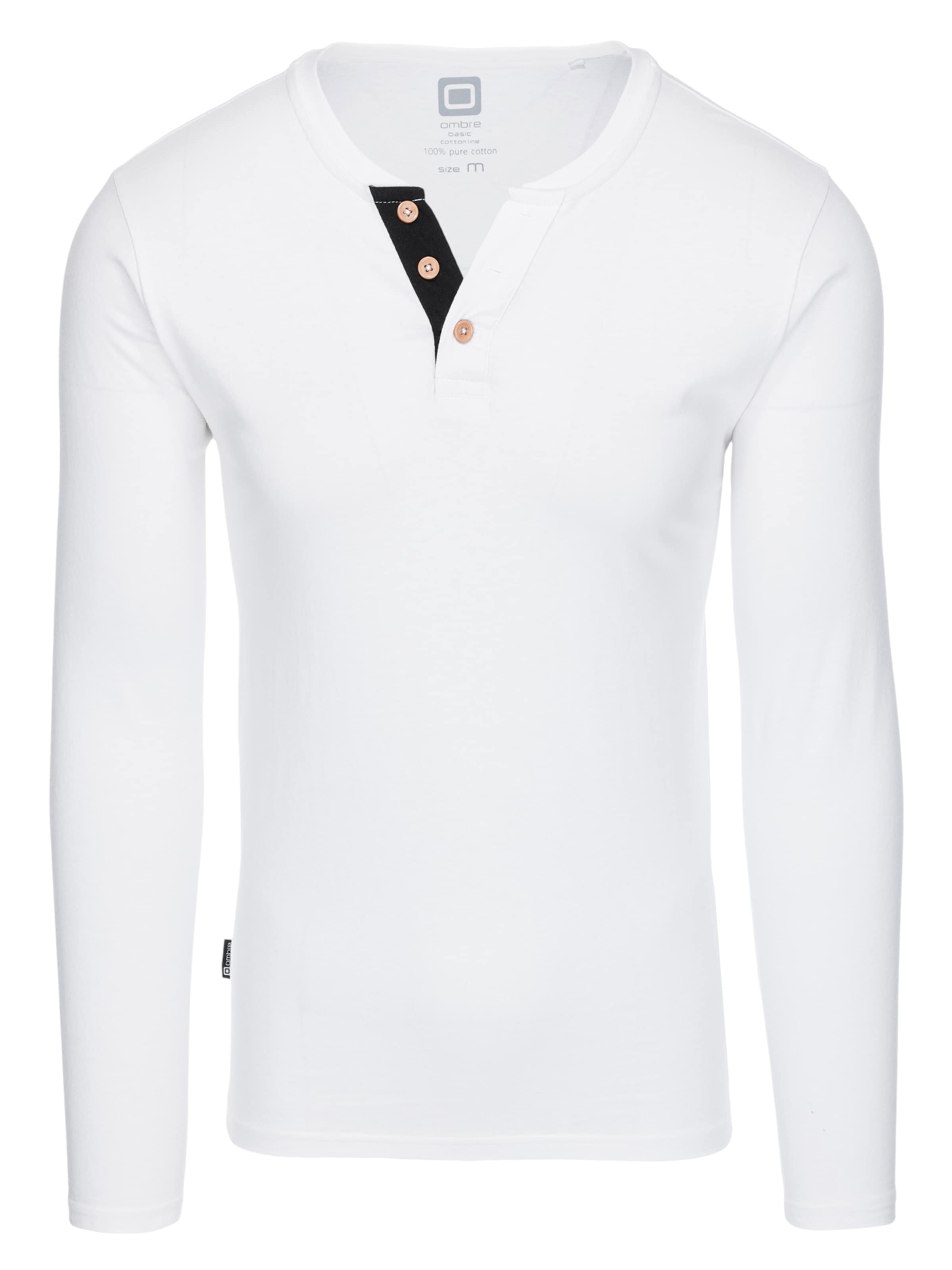 Ombre T-Shirt 'OM-LSCL-0107' en S en blanc, Vue avec produit