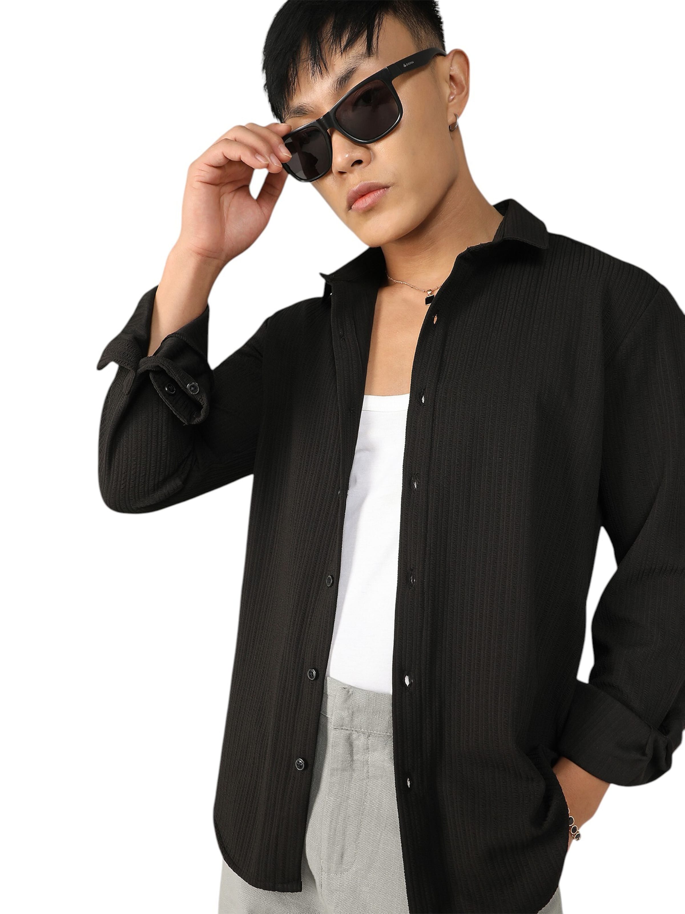 Regular fit Camicia 'Tajuana' di Campus Sutra in nero