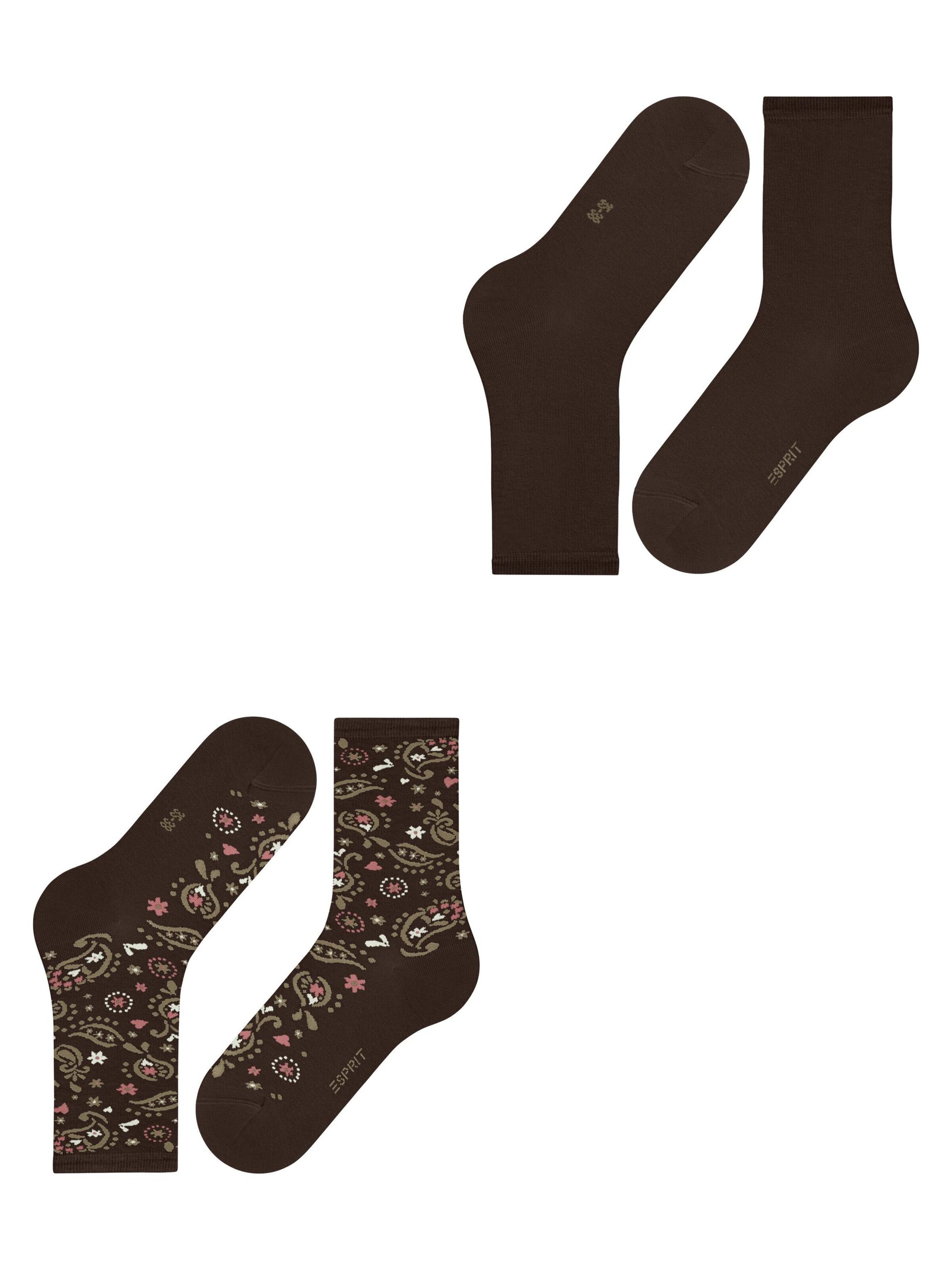 ESPRIT Socken 'Soft Paiyley 2-Pack'‌‌‌‌‌‌‌ in Braun
