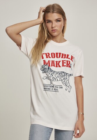 Merchcode Shirt 'Troublemaker' in Wit: voorkant