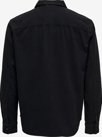 Only & Sons Comfort fit Button Up Shirt 'Team' in Black