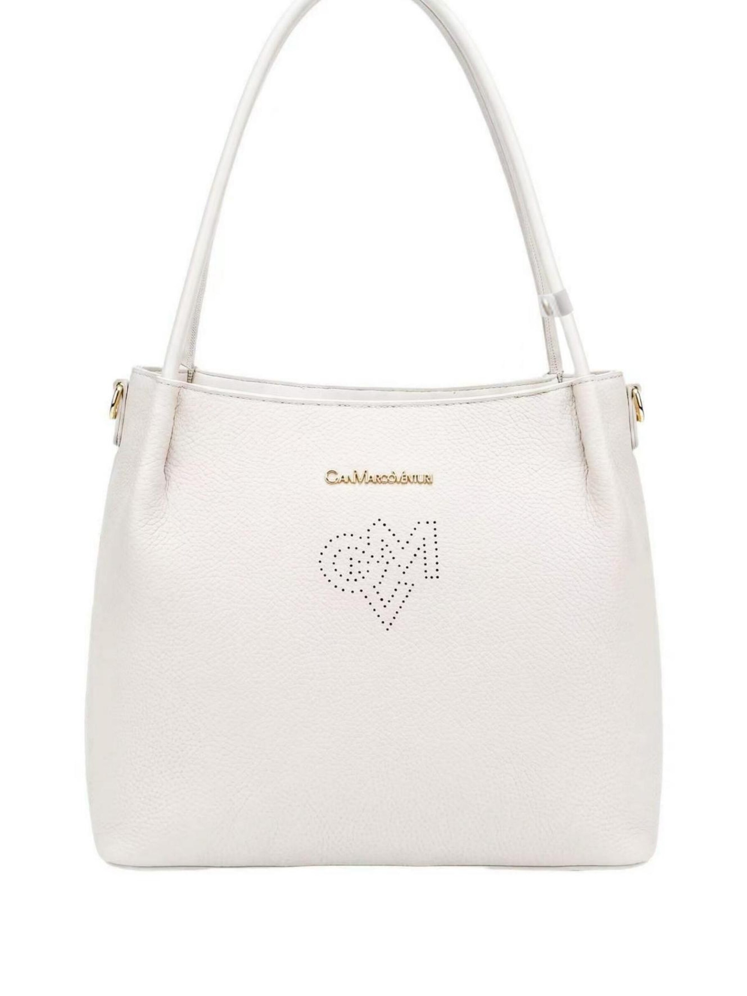 Borsa a spalla 'Borsa a Spalla Gianmarco Venturi PVC con Cuore Strass' di GianMarco Venturi in bianco: frontale
