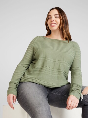 ONLY Carmakoma Sweater 'NEW AIR' in Green