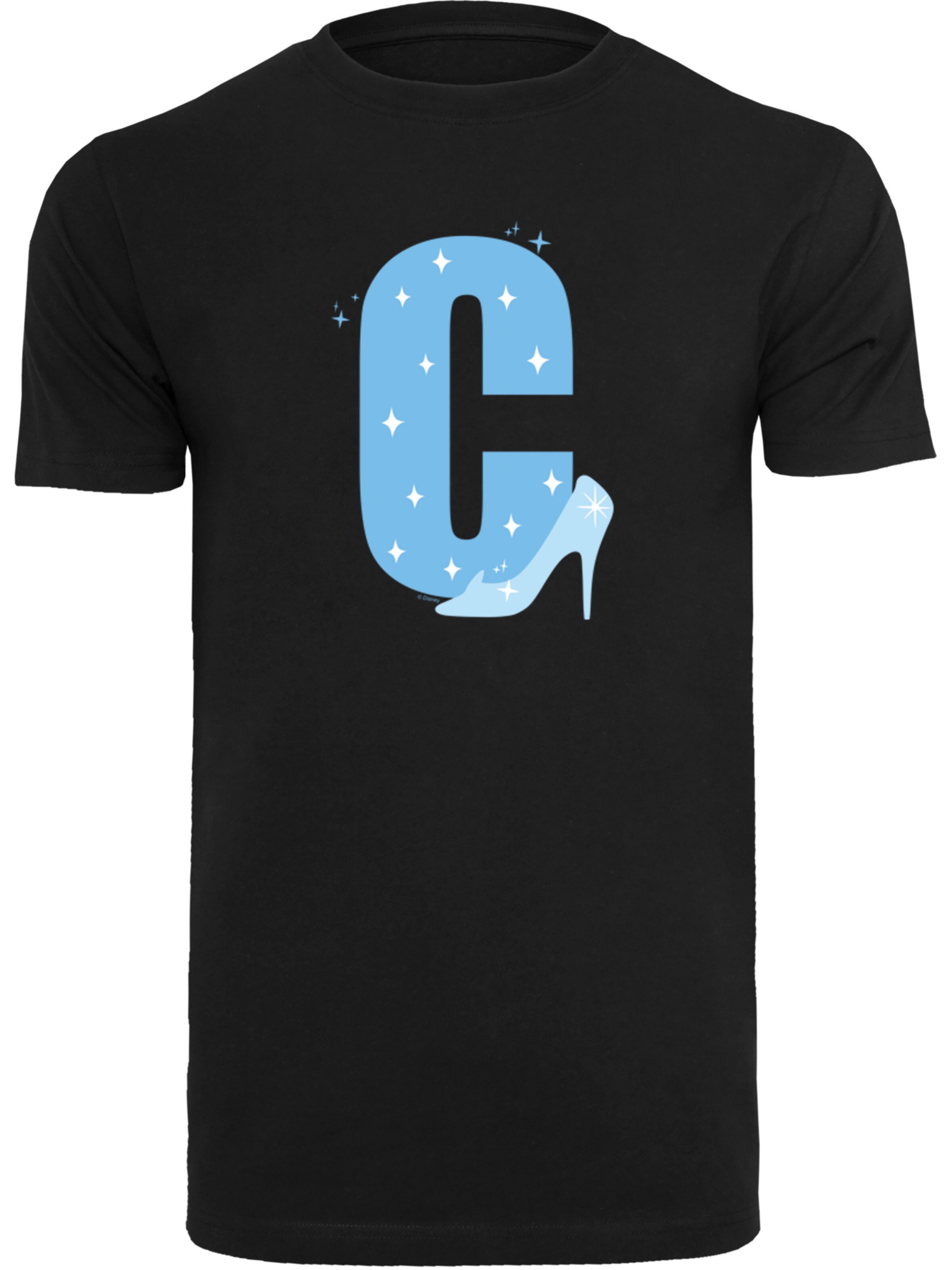 F4NT4STIC Shirt 'Disney Alphabet C Is For Cinderella' in Zwart: voorkant