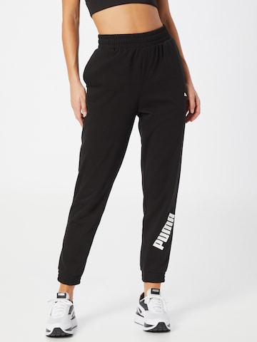 Effilé Pantalon de sport PUMA en noir : devant