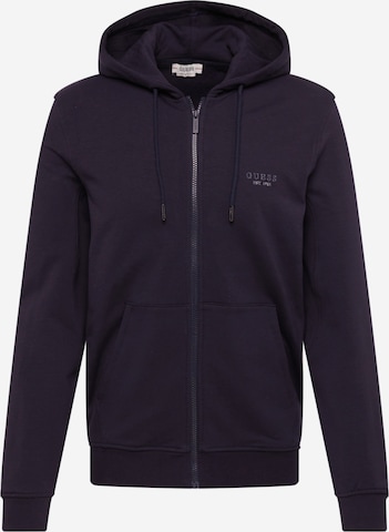 GUESS Zip-Up Hoodie 'BROOKS' in Blue: front