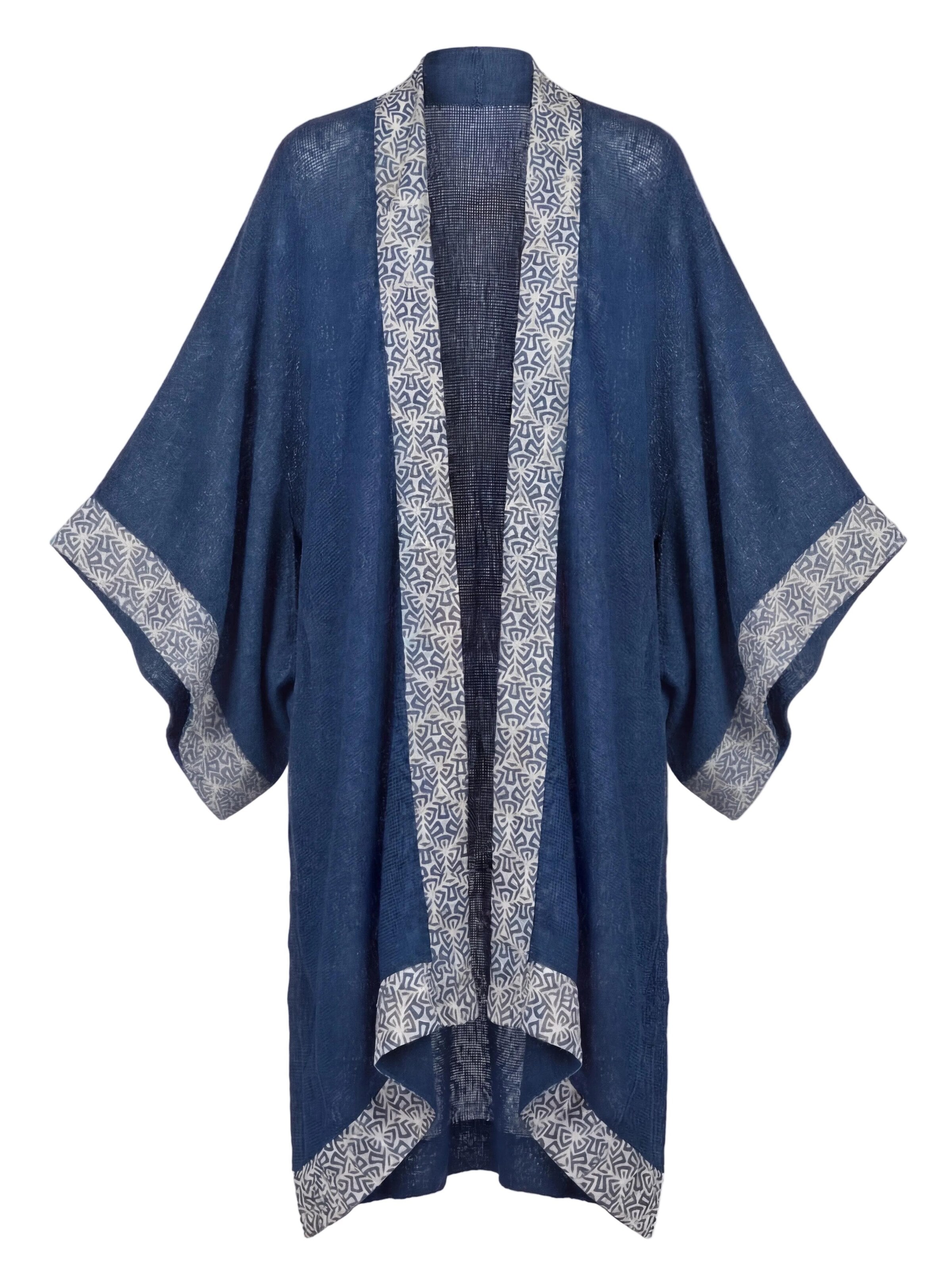 Shop Karey Kimono 'Ethereal Block Kimono' in Blue: front