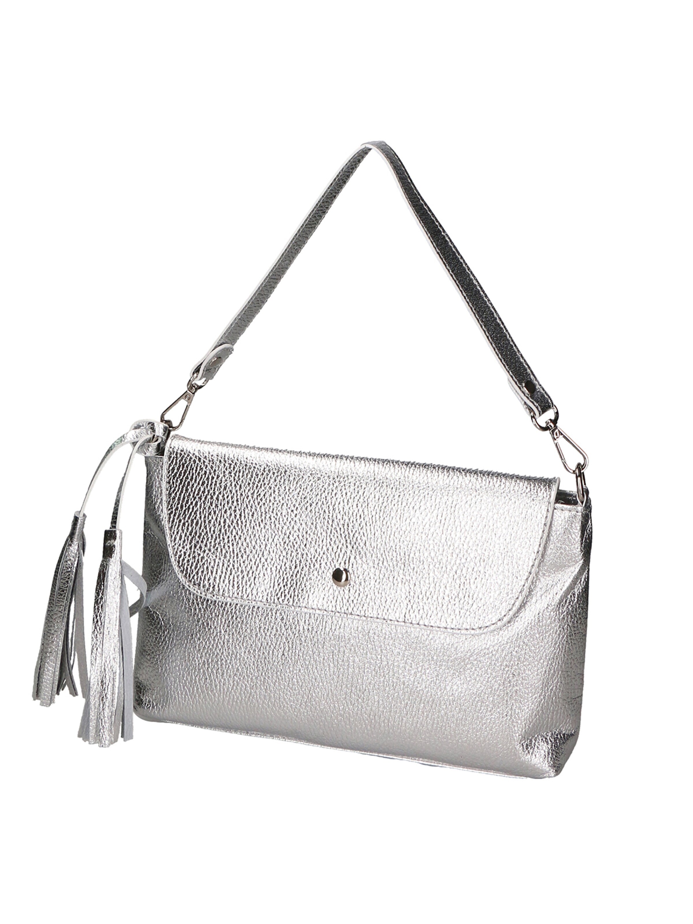 Pochette 'Pochette Donna Pelle Dollaro Laminato con Tracolla Rimovibile - Made in Italy' di Gave Lux in argento