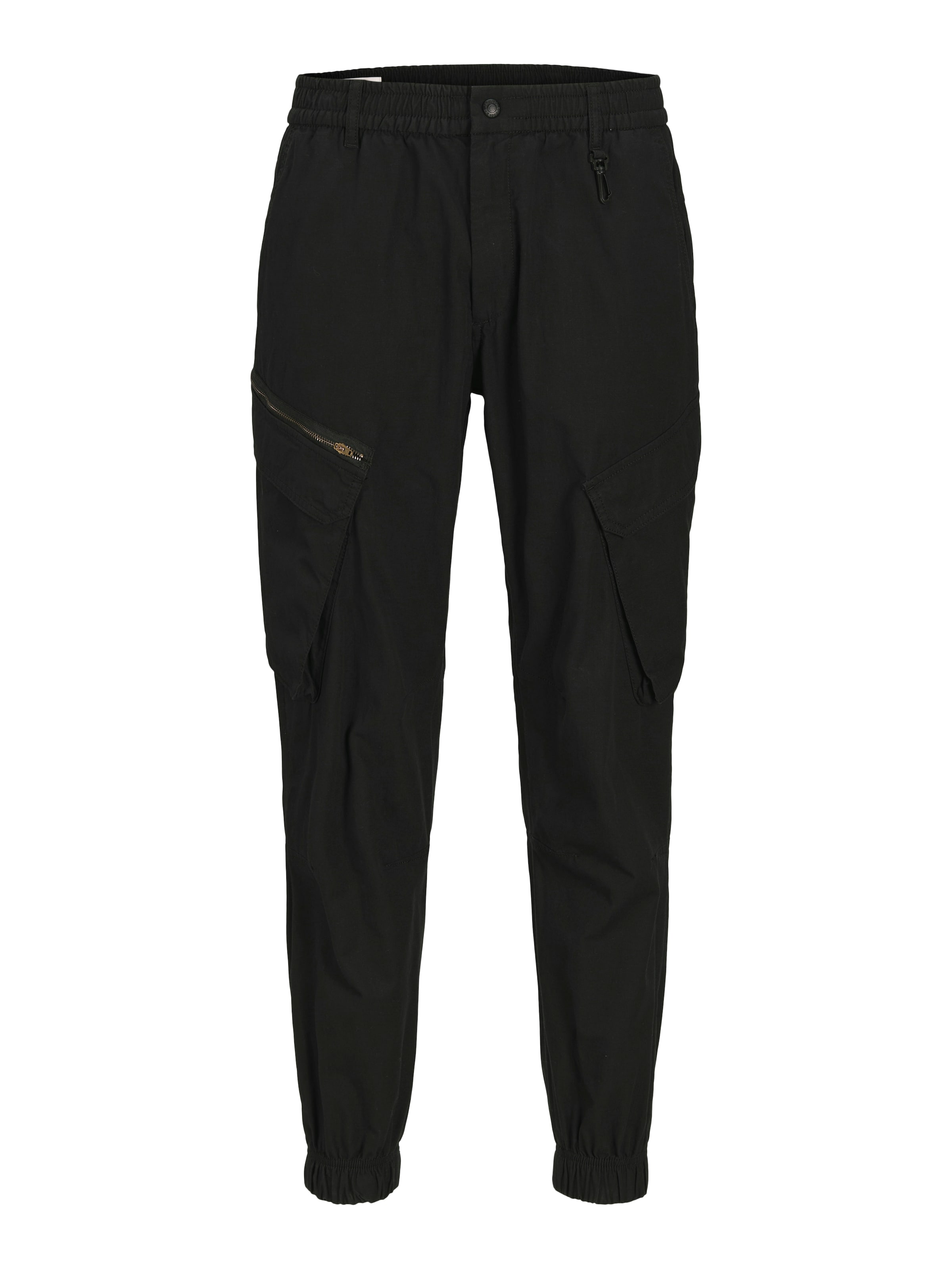 JACK & JONES Tapered Cargo Pants 'JPSTKANE ELLIOT' in Black: front