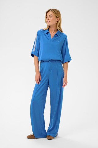 Cream Wide leg Broek 'Thea ' in Blauw