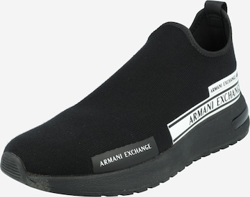 ARMANI EXCHANGE - Sapatilhas slip-on em preto: frente