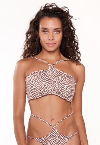 LingaDore Bandeau Bikinitop in Bruin: voorkant